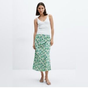 Mango Floral A-Line Skirt in Green and Blue